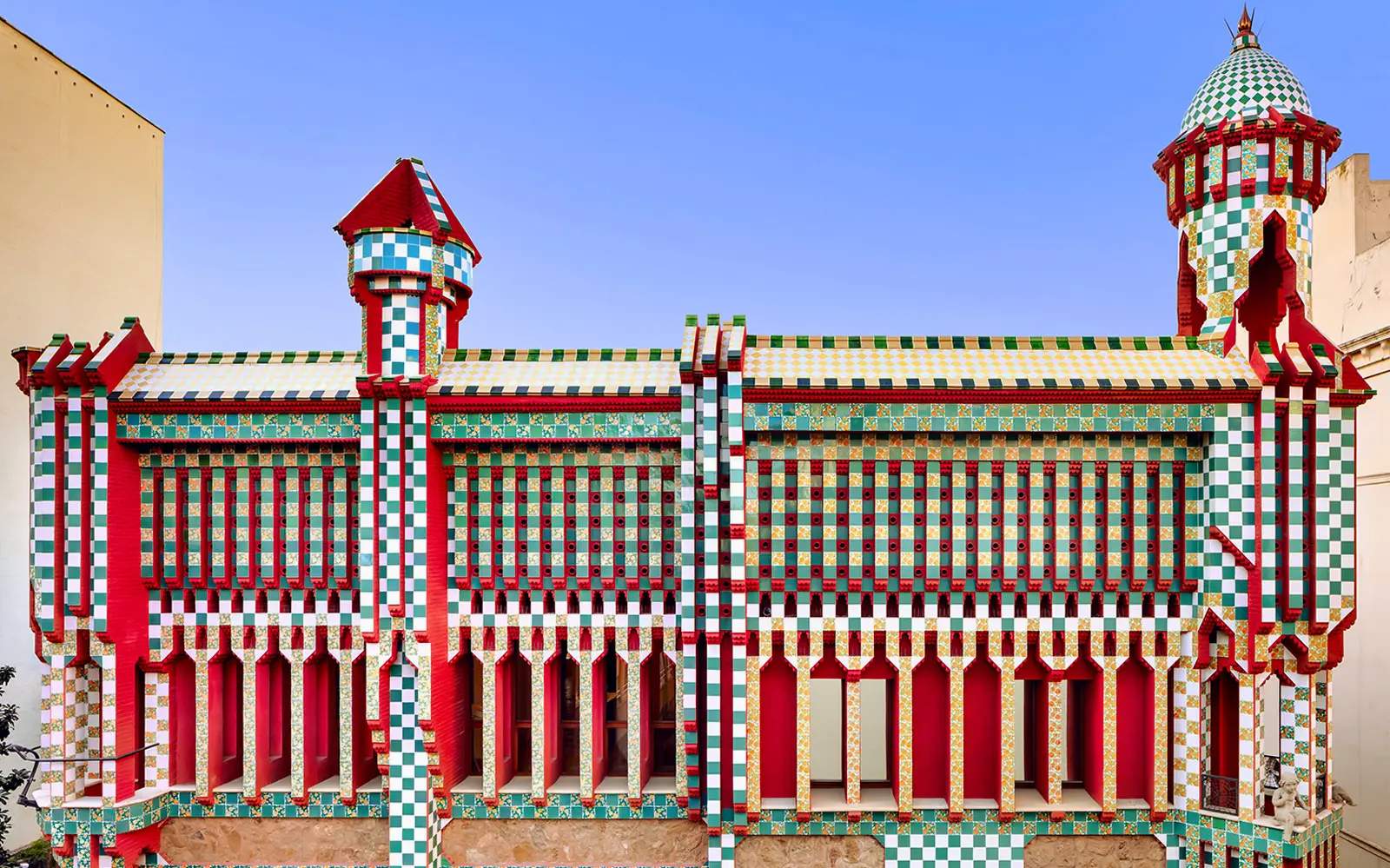 Comillas, Spain: Colorful facade of Capricho de Gaudí building.